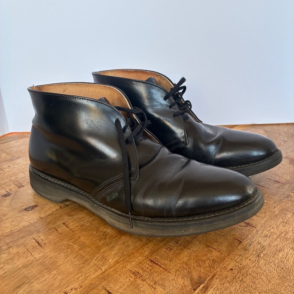 Vintage USPS Postal Certified Black Leather Chukka Boots Men 9D USA Indie Grunge